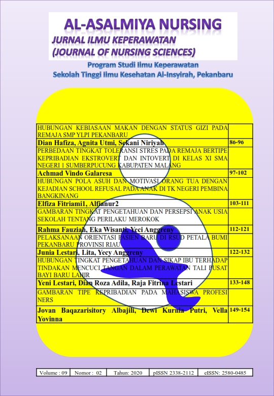 					View Vol. 9 No. 2 (2020): Al-Asalmiya Nursing: Jurnal Ilmu Keperawatan (Journal of Nursing Sciences)
				